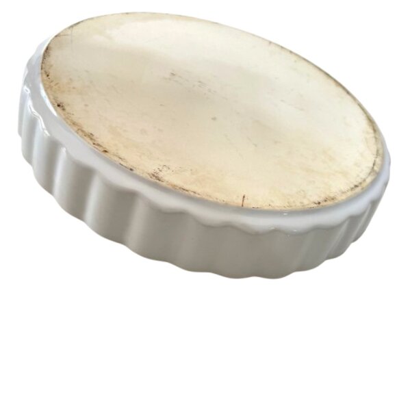 Vintage Ceramic  Fluted Quiche Pie Terrace Blossoms Pattern, 10" - Picture 10 of 14